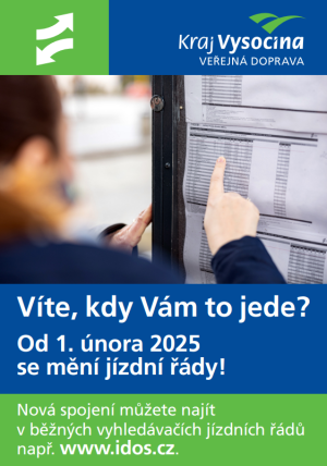 Změny jízdních řádů autobusové  linkové dopravy Veřejné dopravy Vysočina 1